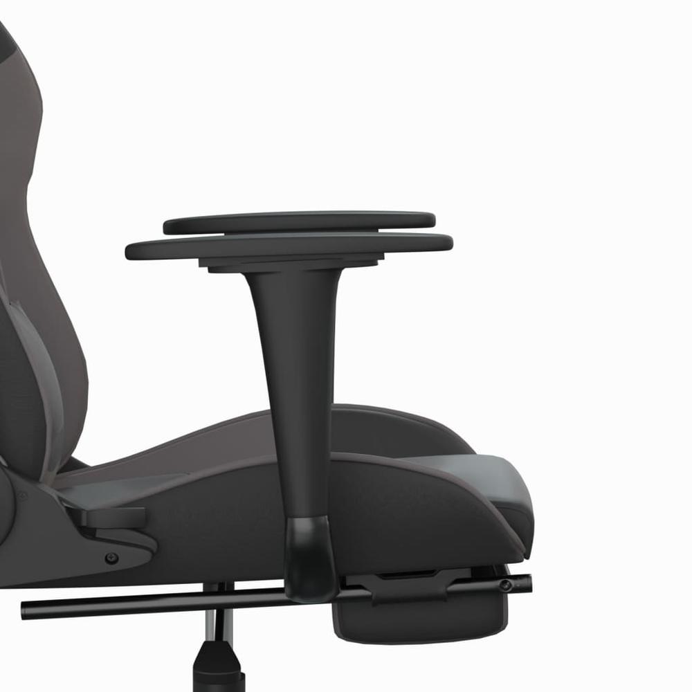 Gaming Chair with Footrest Black and Gray Faux Leather. Picture 10