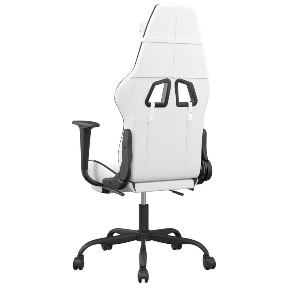 Gaming Chair with Footrest White and Black Faux Leather. Picture 4