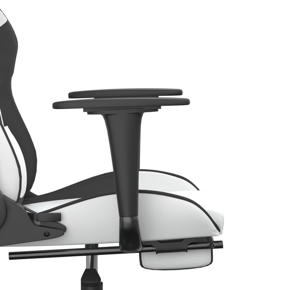 Gaming Chair with Footrest White and Black Faux Leather. Picture 10
