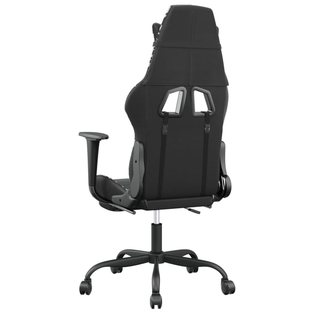 Gaming Chair with Footrest Black and Camouflage Faux Leather. Picture 4
