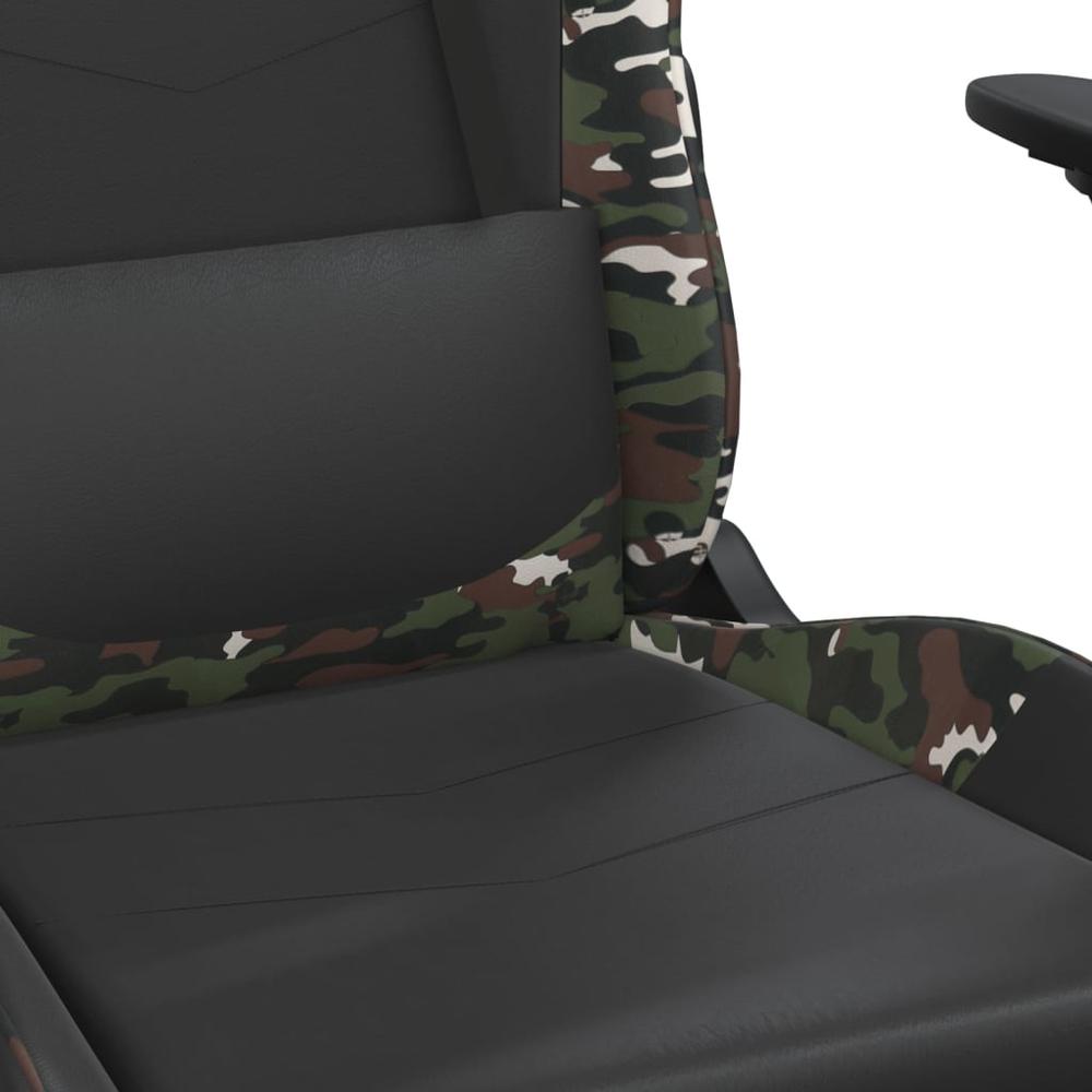 Gaming Chair with Footrest Black and Camouflage Faux Leather. Picture 8