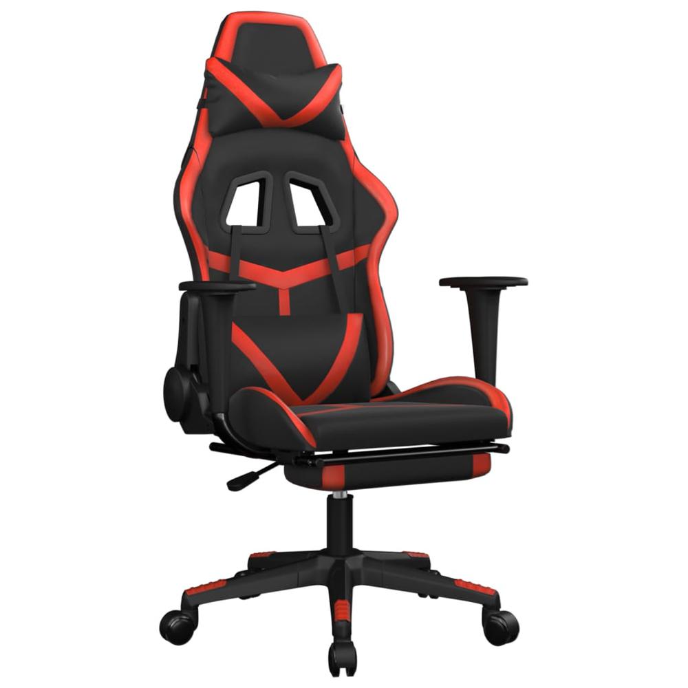 Gaming Chair with Footrest Black and Red Faux Leather. Picture 1