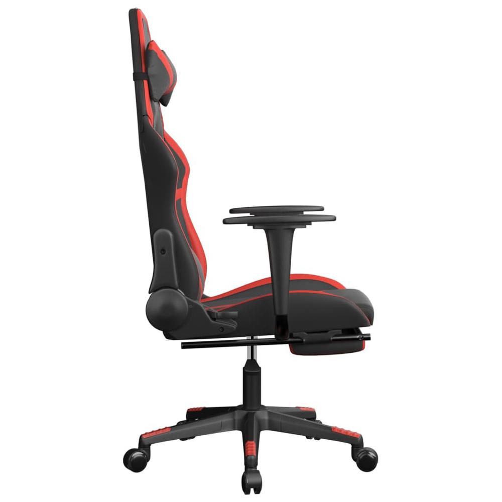 Gaming Chair with Footrest Black and Red Faux Leather. Picture 3