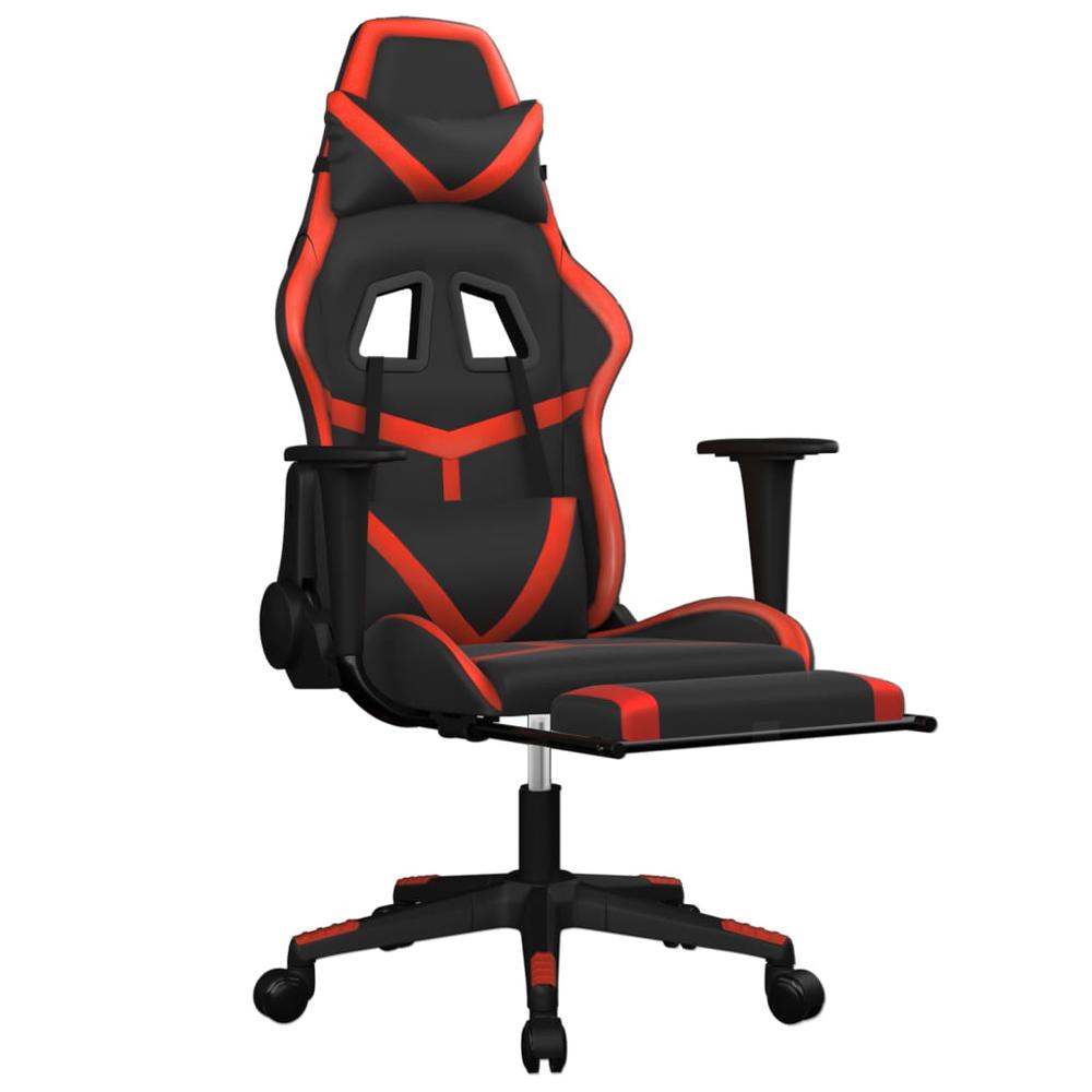 Gaming Chair with Footrest Black and Red Faux Leather. Picture 5
