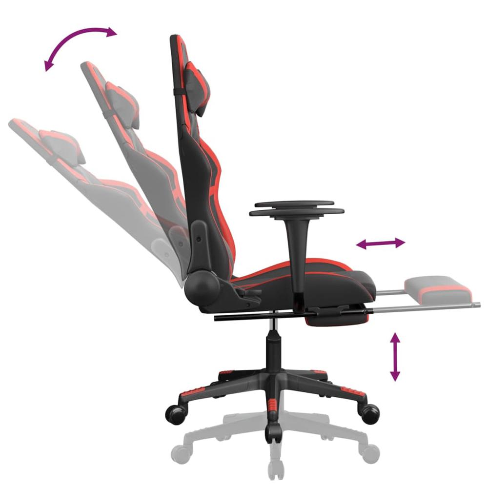 Gaming Chair with Footrest Black and Red Faux Leather. Picture 6