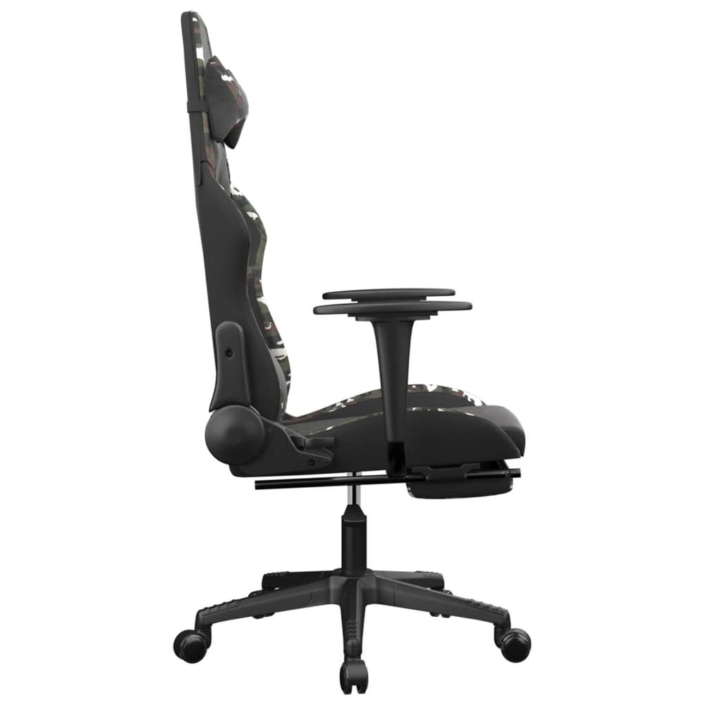 Gaming Chair with Footrest Black and Camouflage Faux Leather. Picture 3