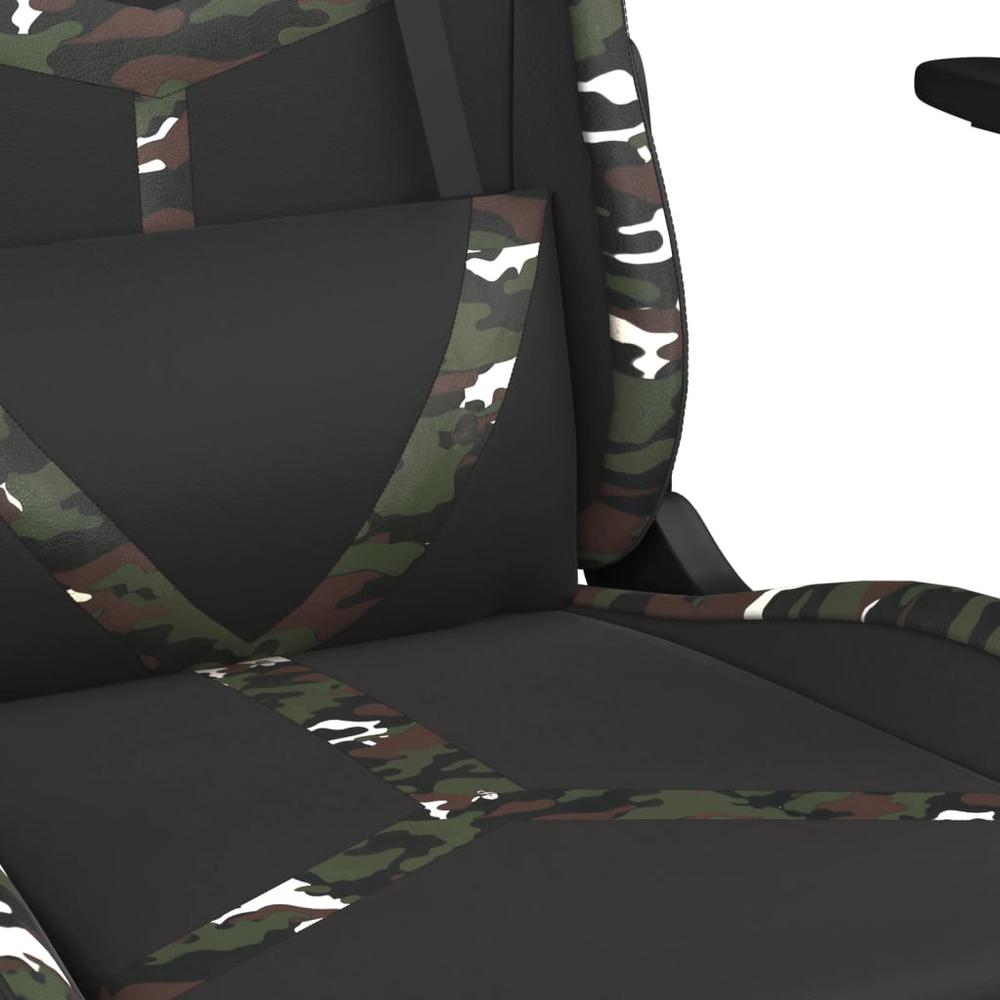 Gaming Chair with Footrest Black and Camouflage Faux Leather. Picture 8