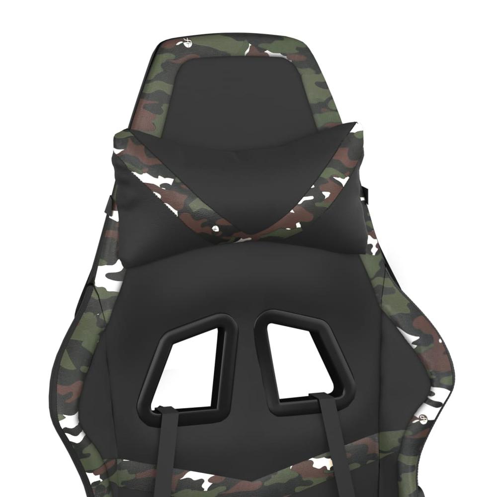Gaming Chair with Footrest Black and Camouflage Faux Leather. Picture 9