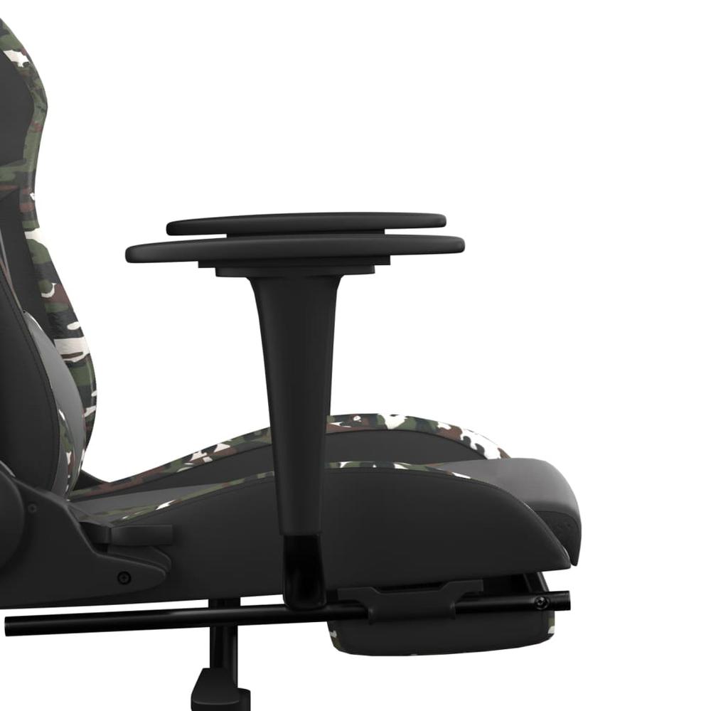 Gaming Chair with Footrest Black and Camouflage Faux Leather. Picture 10