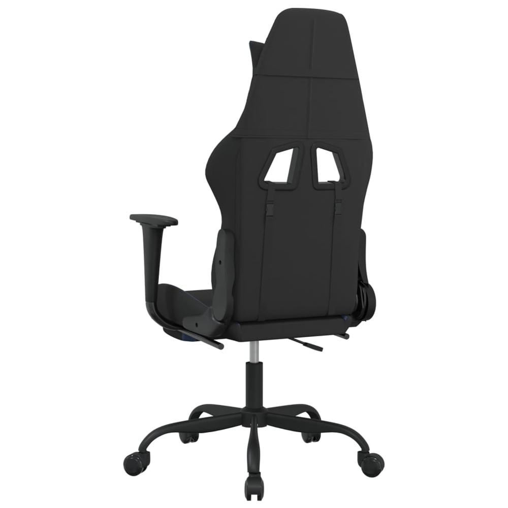 Gaming Chair with Footrest Black and Blue Fabric. Picture 4