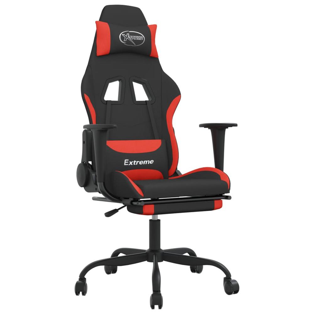 Gaming Chair with Footrest Black and Red Fabric. Picture 1