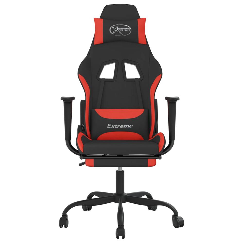 Gaming Chair with Footrest Black and Red Fabric. Picture 2