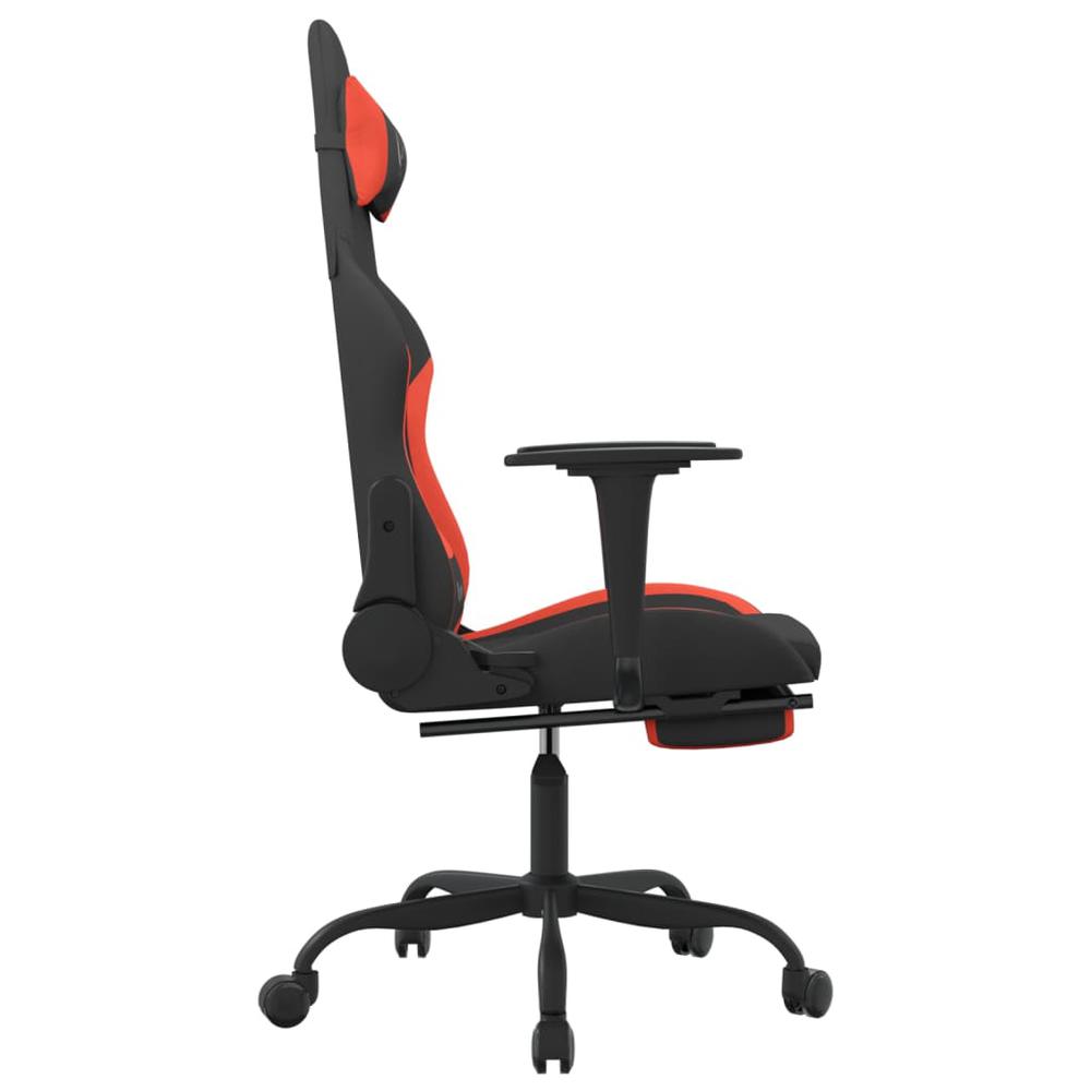 Gaming Chair with Footrest Black and Red Fabric. Picture 3