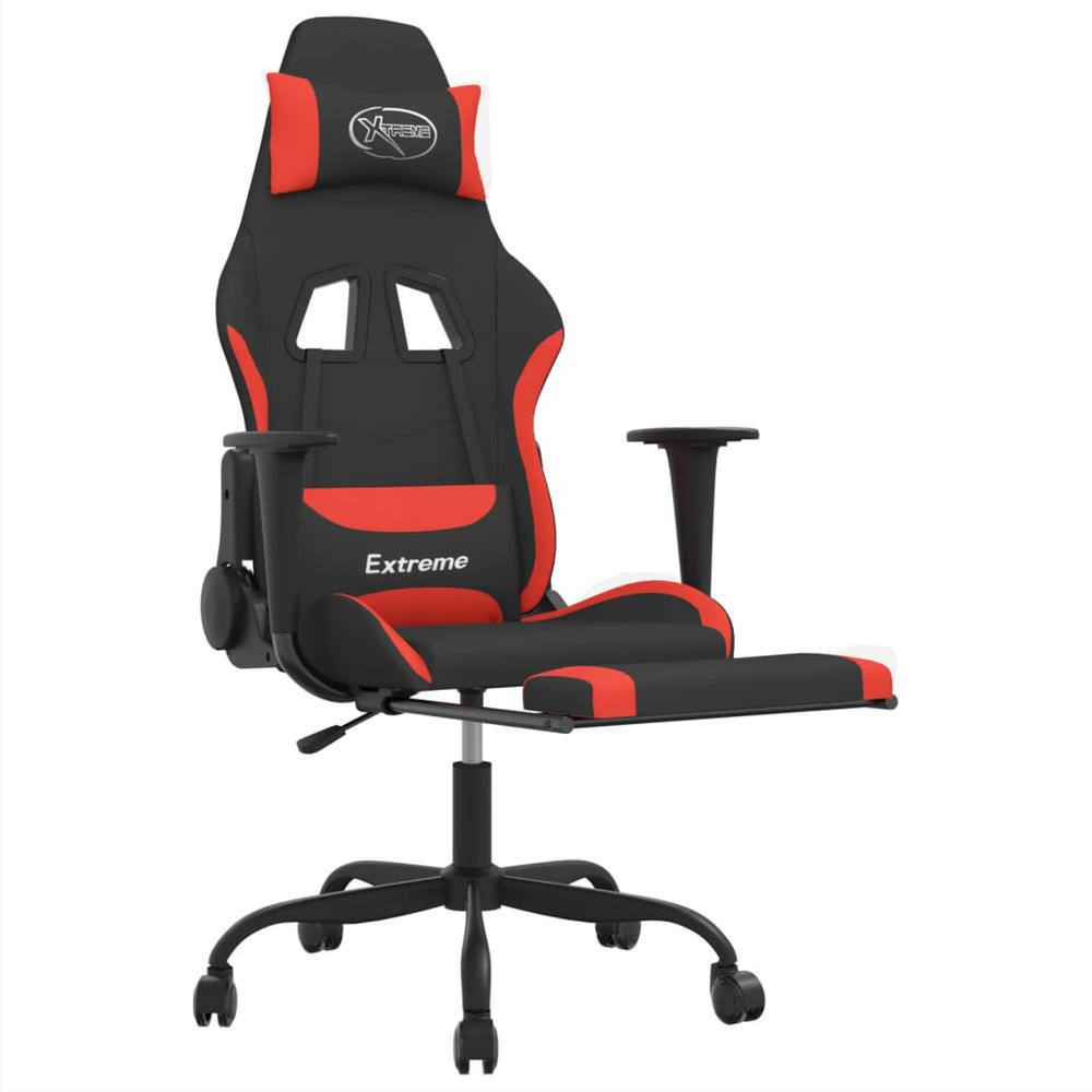 Gaming Chair with Footrest Black and Red Fabric. Picture 5