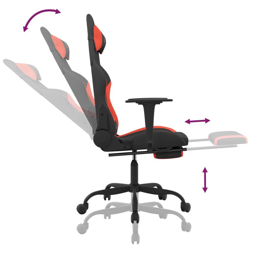 Gaming Chair with Footrest Black and Red Fabric. Picture 6