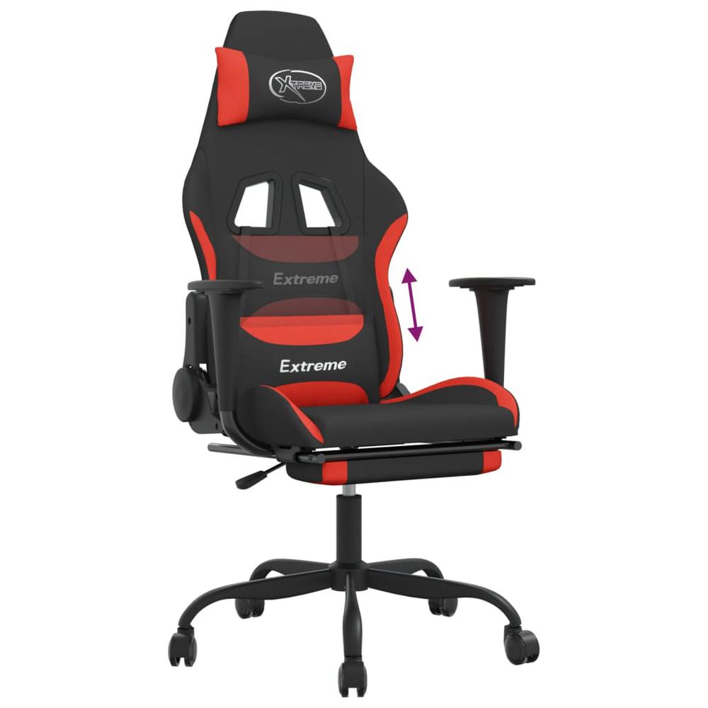Gaming Chair with Footrest Black and Red Fabric. Picture 7
