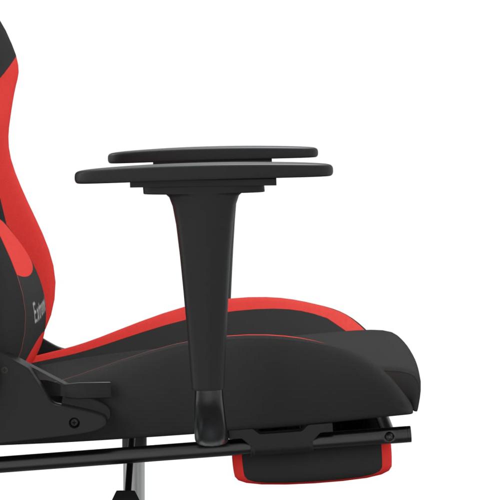 Gaming Chair with Footrest Black and Red Fabric. Picture 10