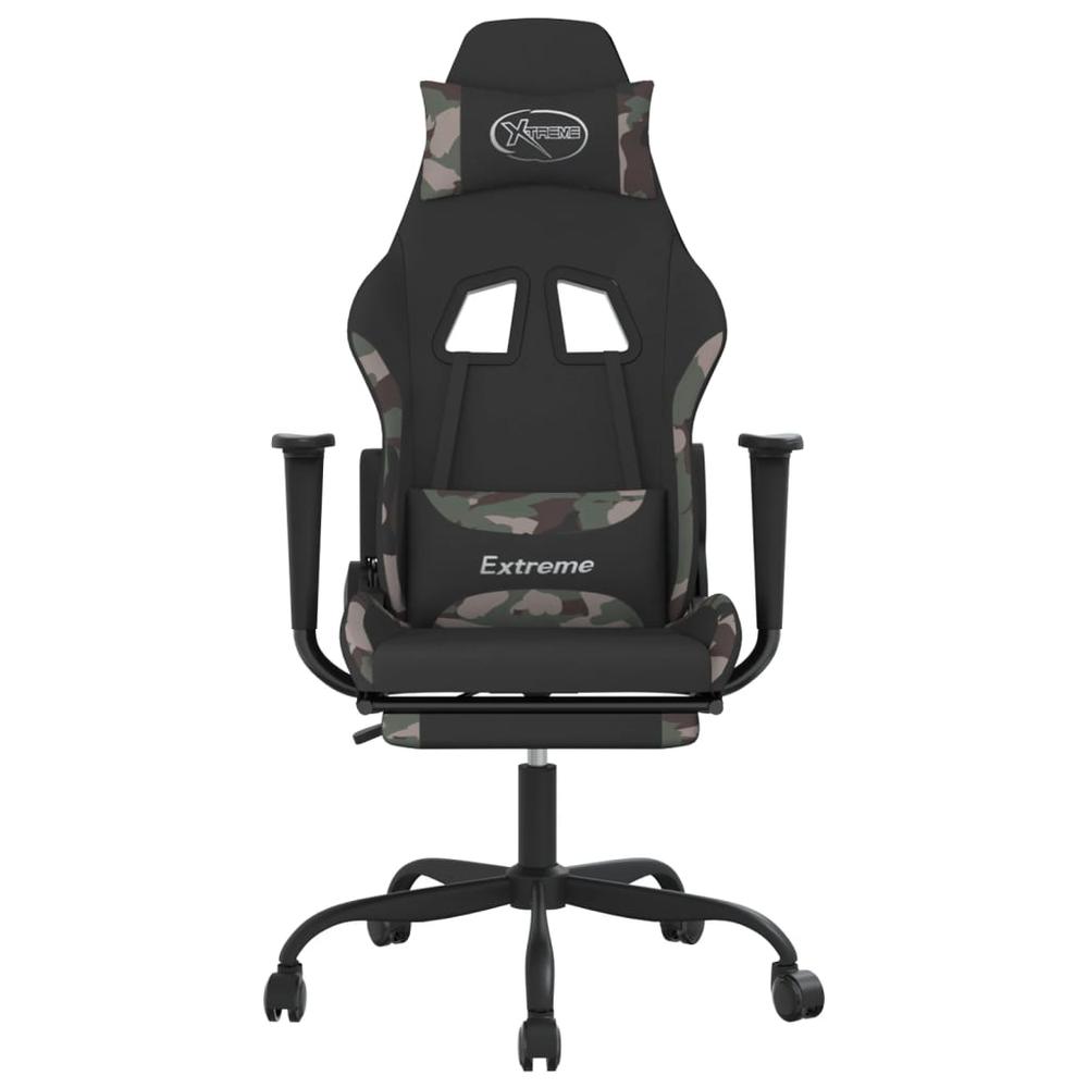 Gaming Chair with Footrest Black and Camouflage Fabric. Picture 2