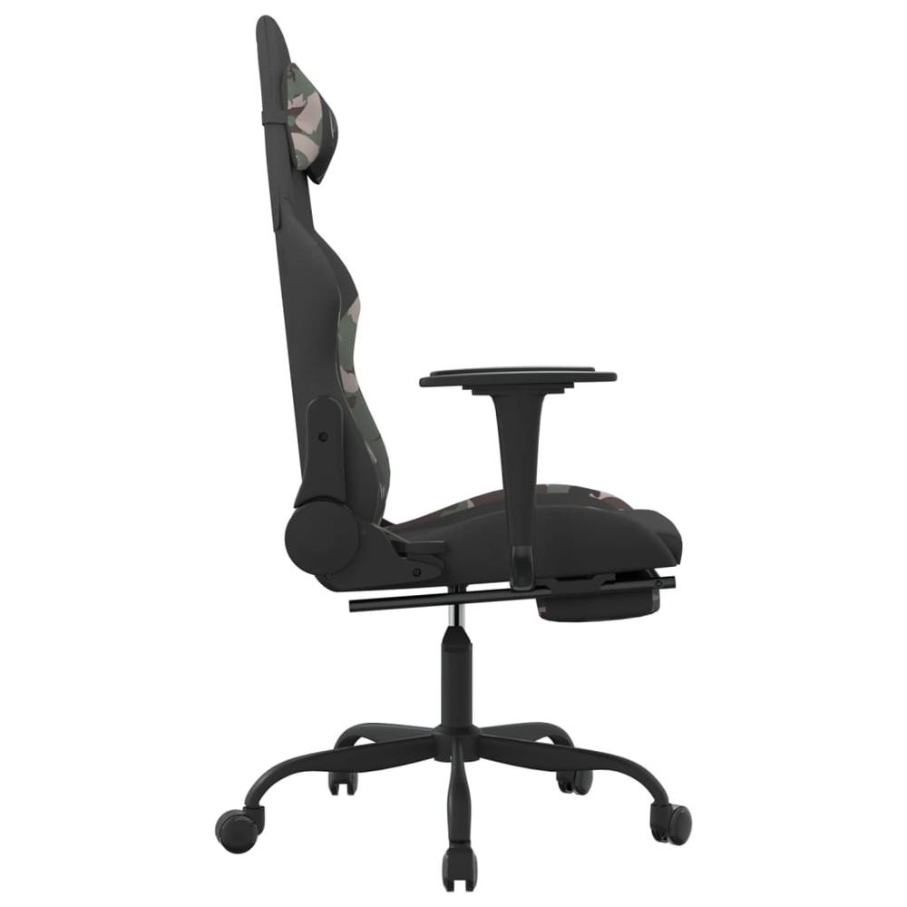 Gaming Chair with Footrest Black and Camouflage Fabric. Picture 3