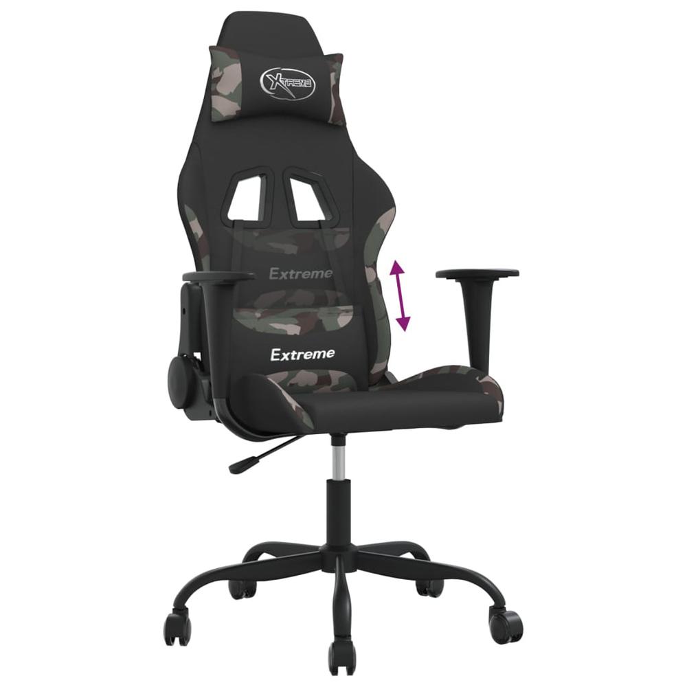 Gaming Chair with Footrest Black and Camouflage Fabric. Picture 7