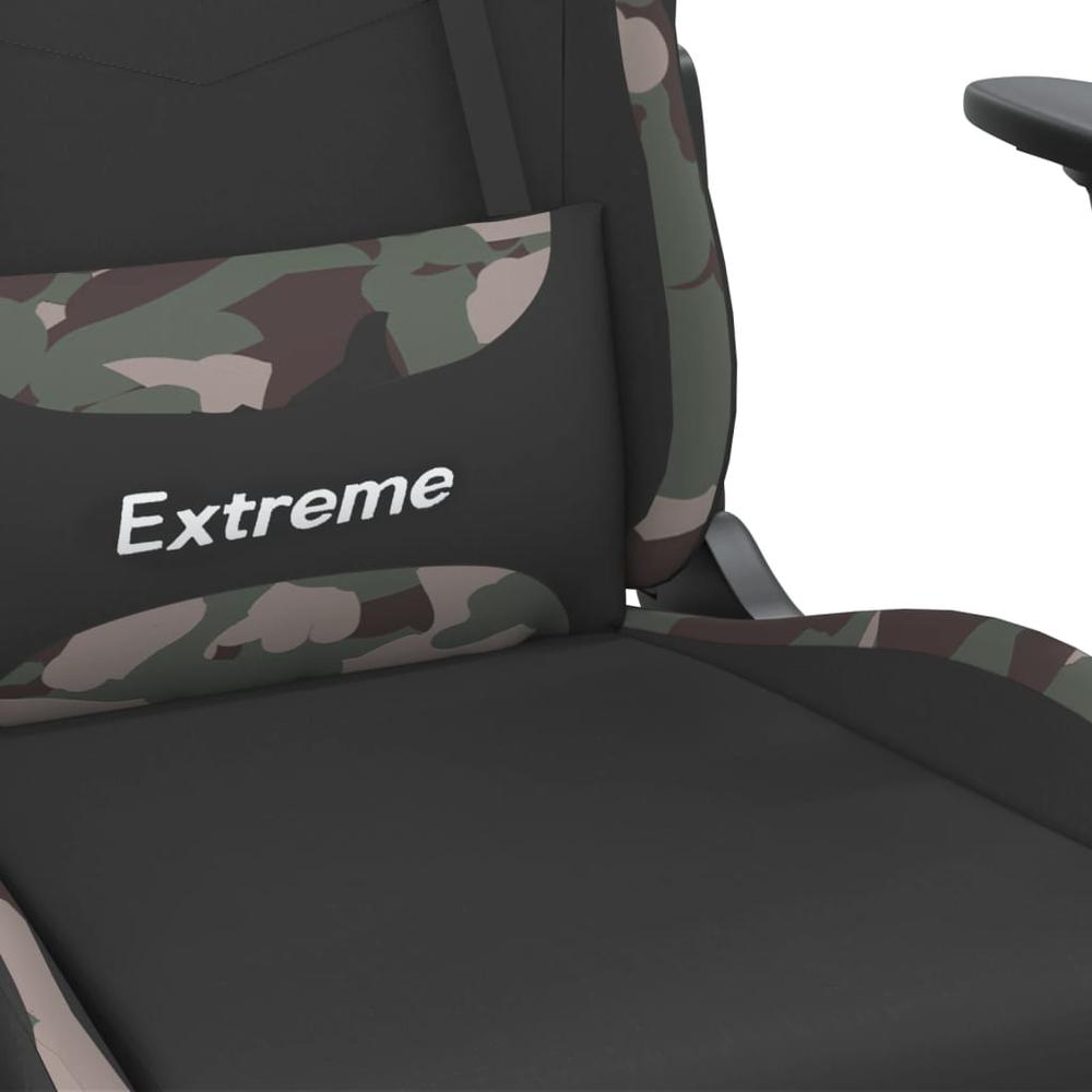 Gaming Chair with Footrest Black and Camouflage Fabric. Picture 8
