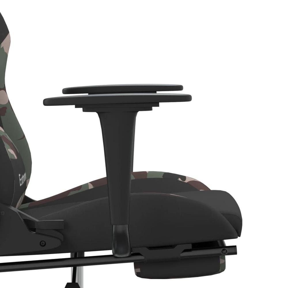 Gaming Chair with Footrest Black and Camouflage Fabric. Picture 10