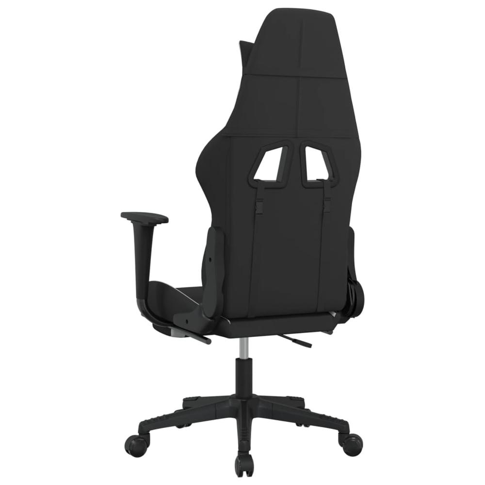 Gaming Chair with Footrest Black and White Fabric. Picture 4