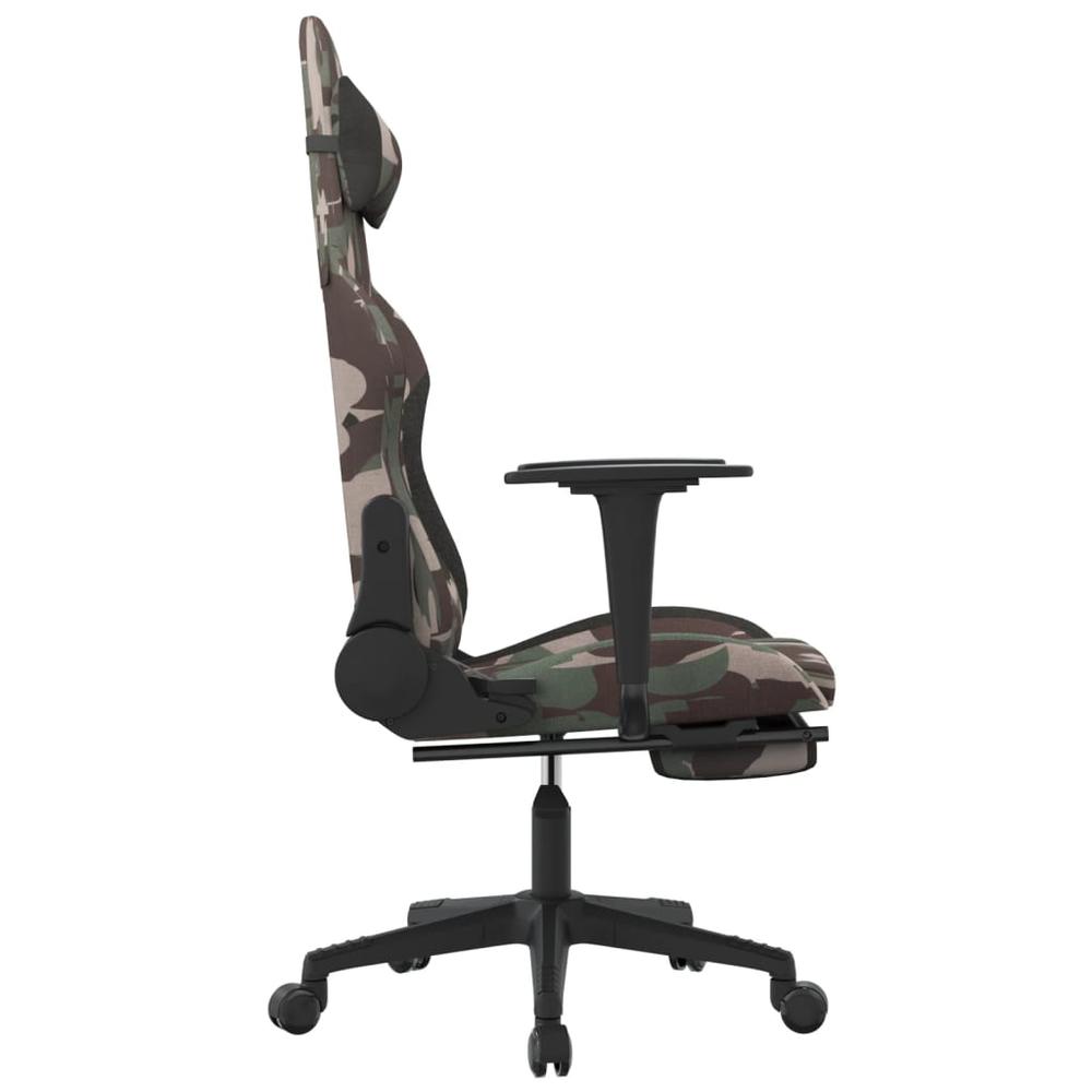 Gaming Chair with Footrest Camouflage and Black Fabric. Picture 3