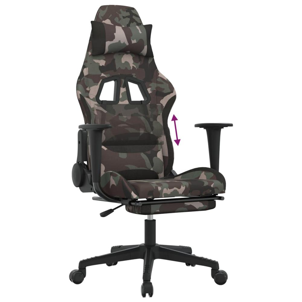 Gaming Chair with Footrest Camouflage and Black Fabric. Picture 7