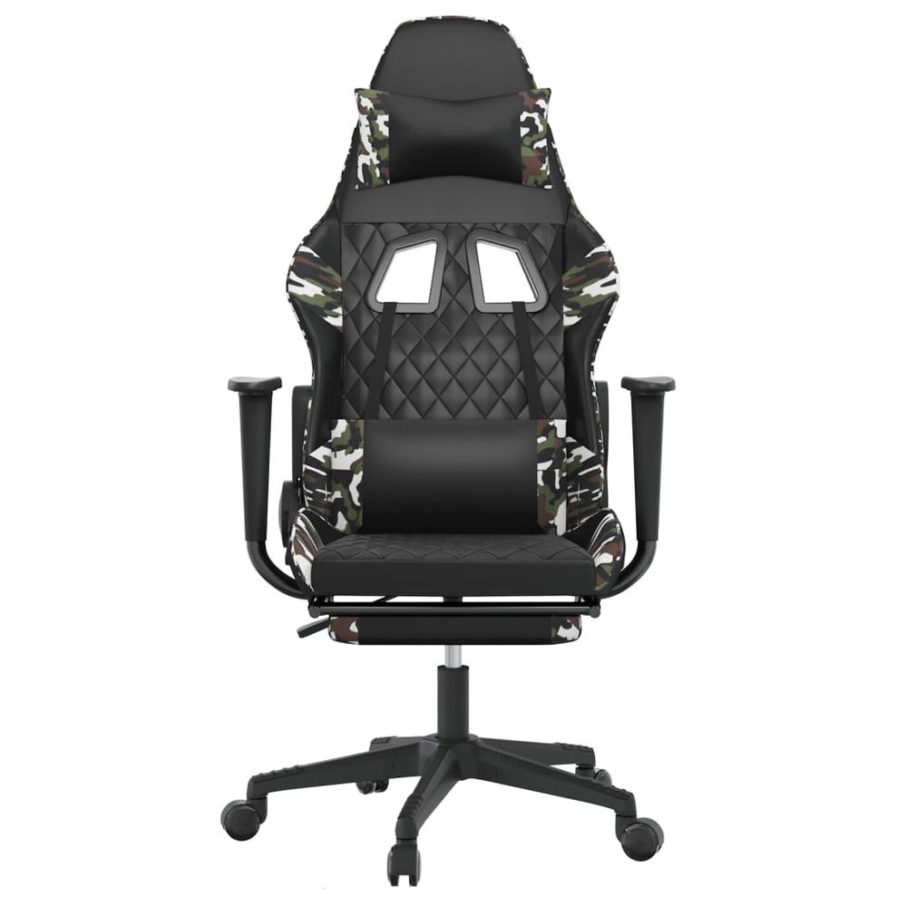 Gaming Chair with Footrest Black and Camouflage Faux Leather. Picture 2
