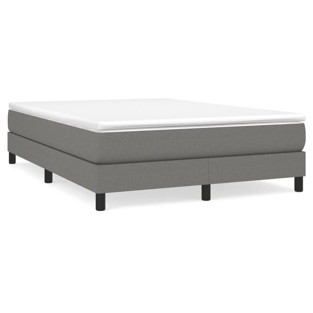 Box Spring Bed Frame Dark Gray 53.9"x74.8" Full Fabric. Picture 1