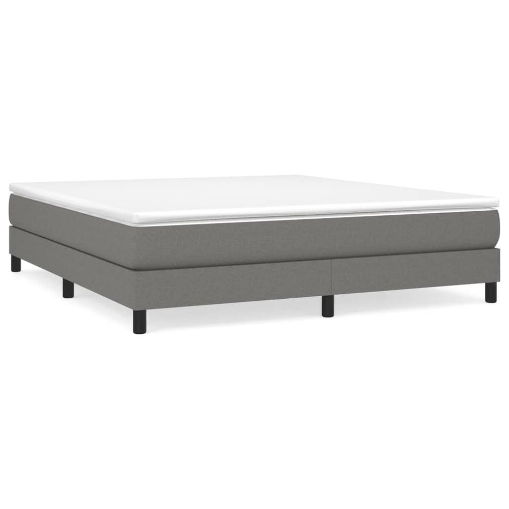 Box Spring Bed Frame Dark Gray 76"x79.9" King Fabric. Picture 1