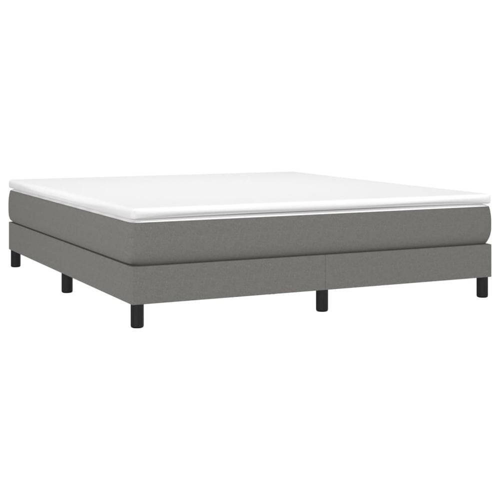 Box Spring Bed Frame Dark Gray 76"x79.9" King Fabric. Picture 2