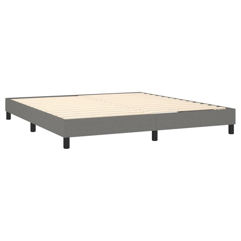 Box Spring Bed Frame Dark Gray 76"x79.9" King Fabric. Picture 3