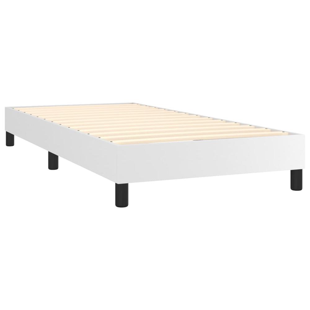 Box Spring Bed Frame White 39.4"x74.8" Twin Faux Leather. Picture 3