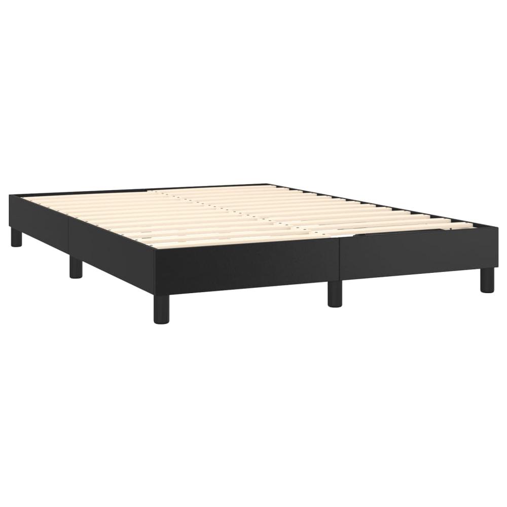 Box Spring Bed Frame Black 53.9"x74.8" Full Faux Leather. Picture 3
