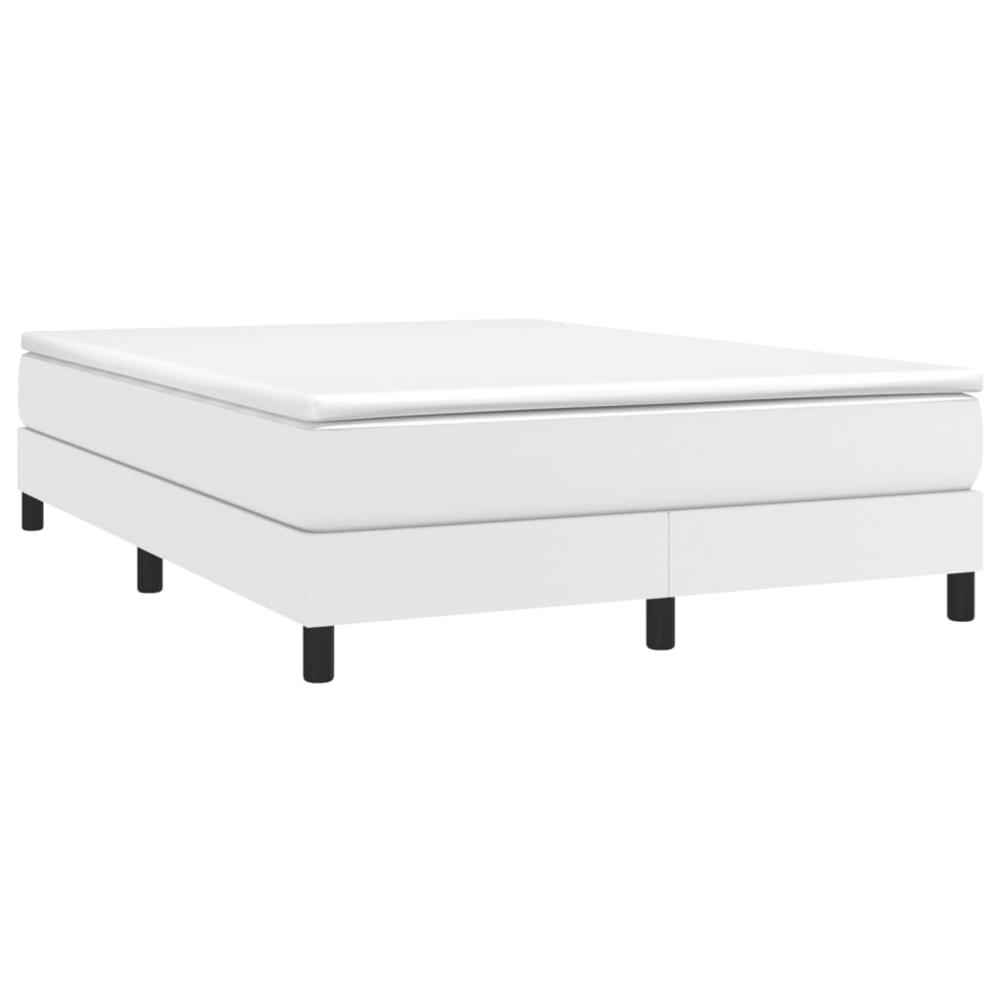 Box Spring Bed Frame White 59.8"x79.9" Queen Faux Leather. Picture 2
