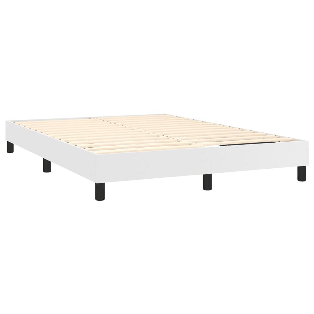 Box Spring Bed Frame White 59.8"x79.9" Queen Faux Leather. Picture 3