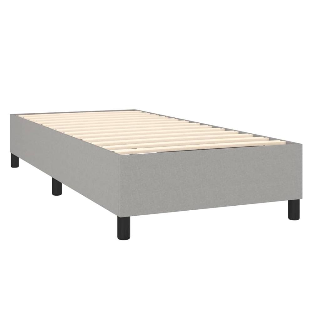 Box Spring Bed Frame Light Gray 39.4"x74.8" Twin Fabric. Picture 3