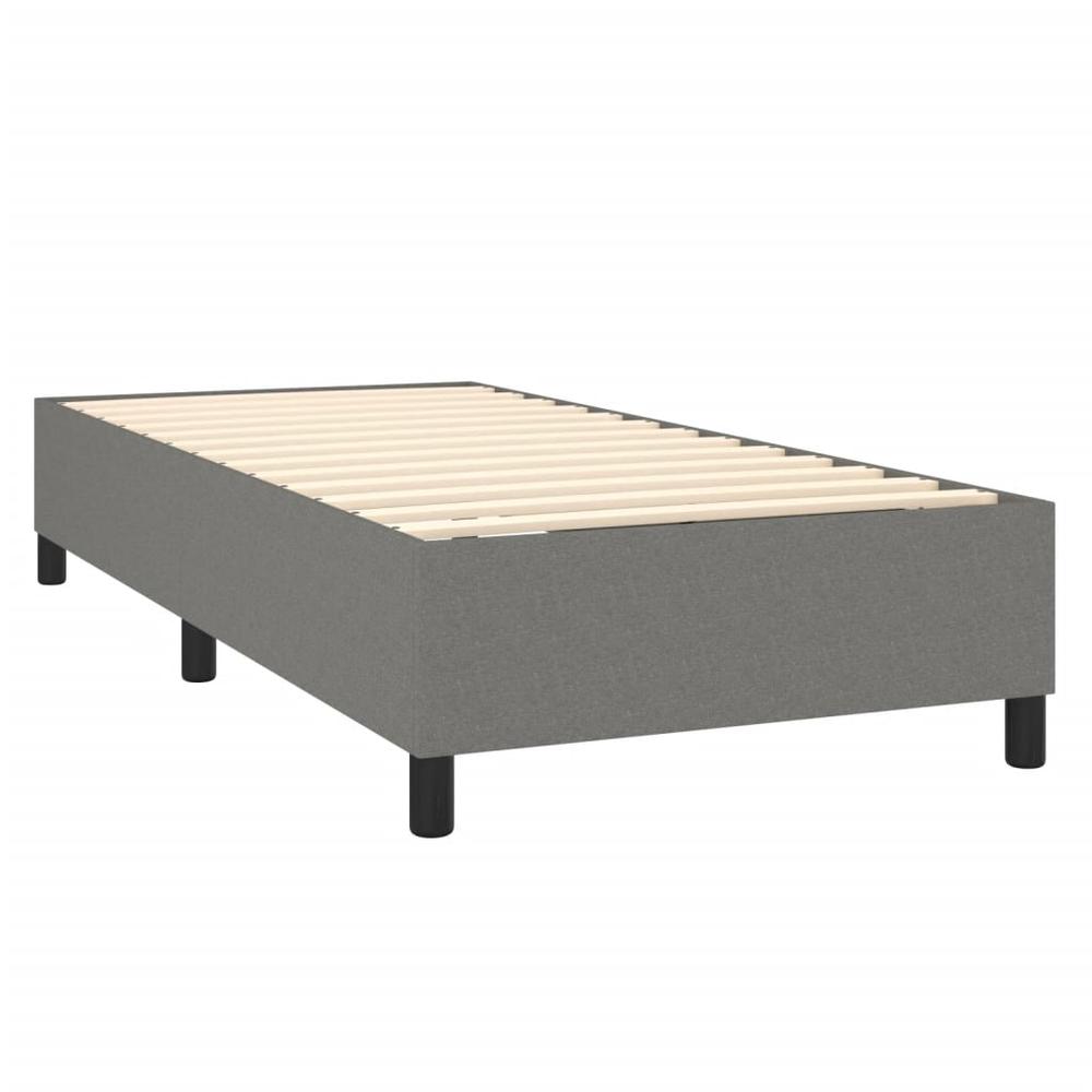 Box Spring Bed Frame Dark Gray 39.4"x74.8" Twin Fabric. Picture 3