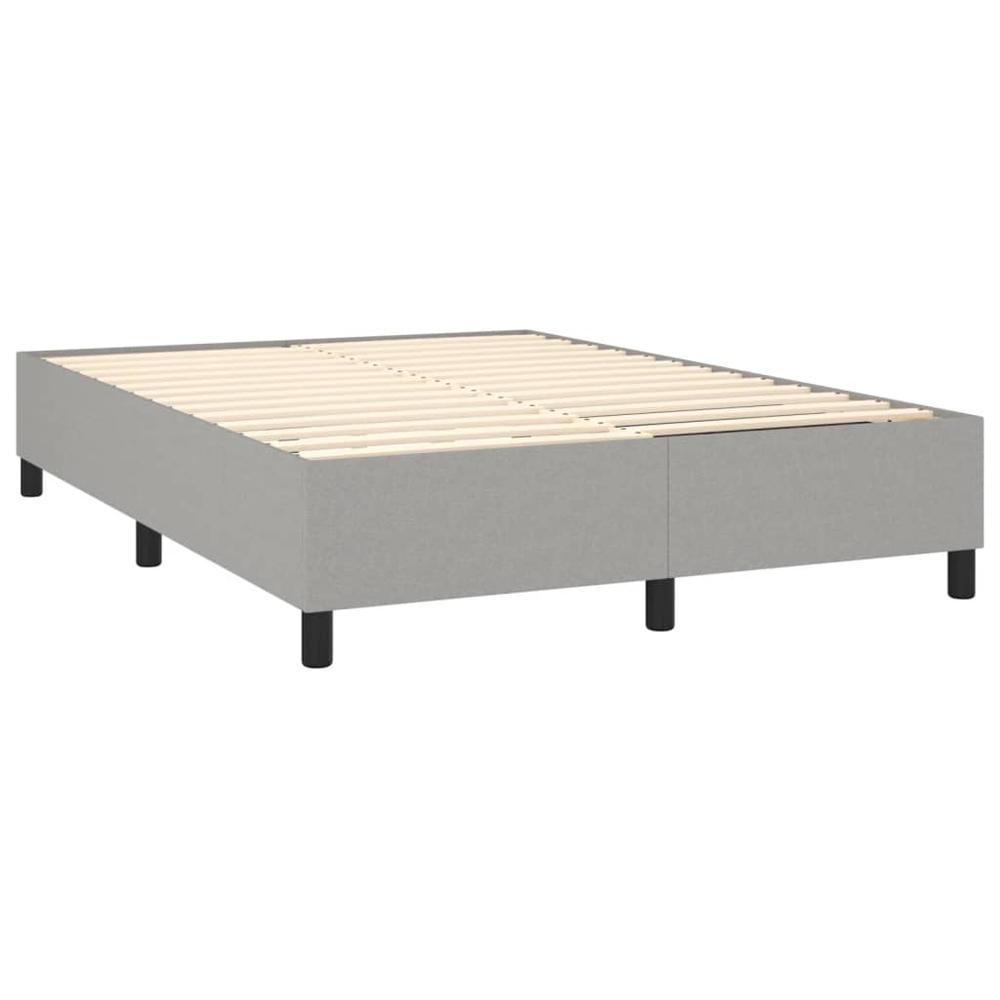 Box Spring Bed Frame Light Gray 59.8"x79.9" Queen Fabric. Picture 3