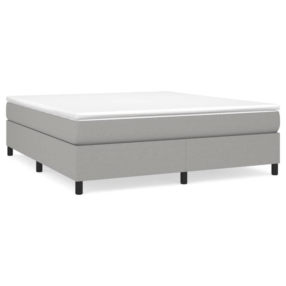 Box Spring Bed Frame Light Gray 76"x79.9" King Fabric. Picture 1