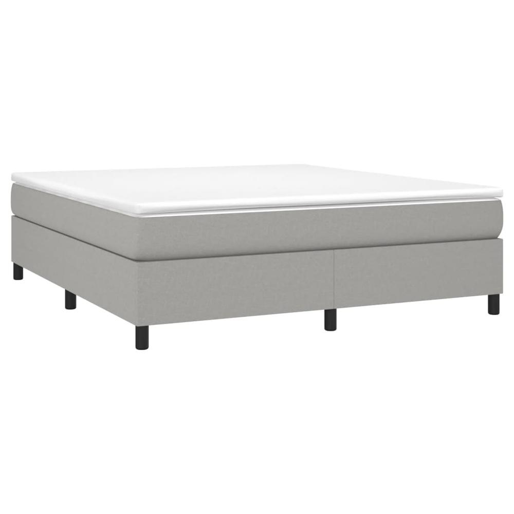 Box Spring Bed Frame Light Gray 76"x79.9" King Fabric. Picture 2