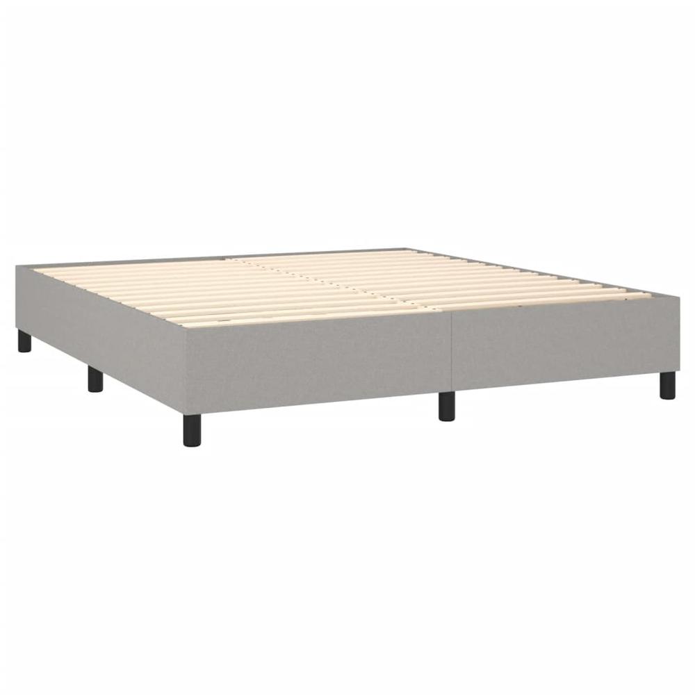 Box Spring Bed Frame Light Gray 76"x79.9" King Fabric. Picture 3