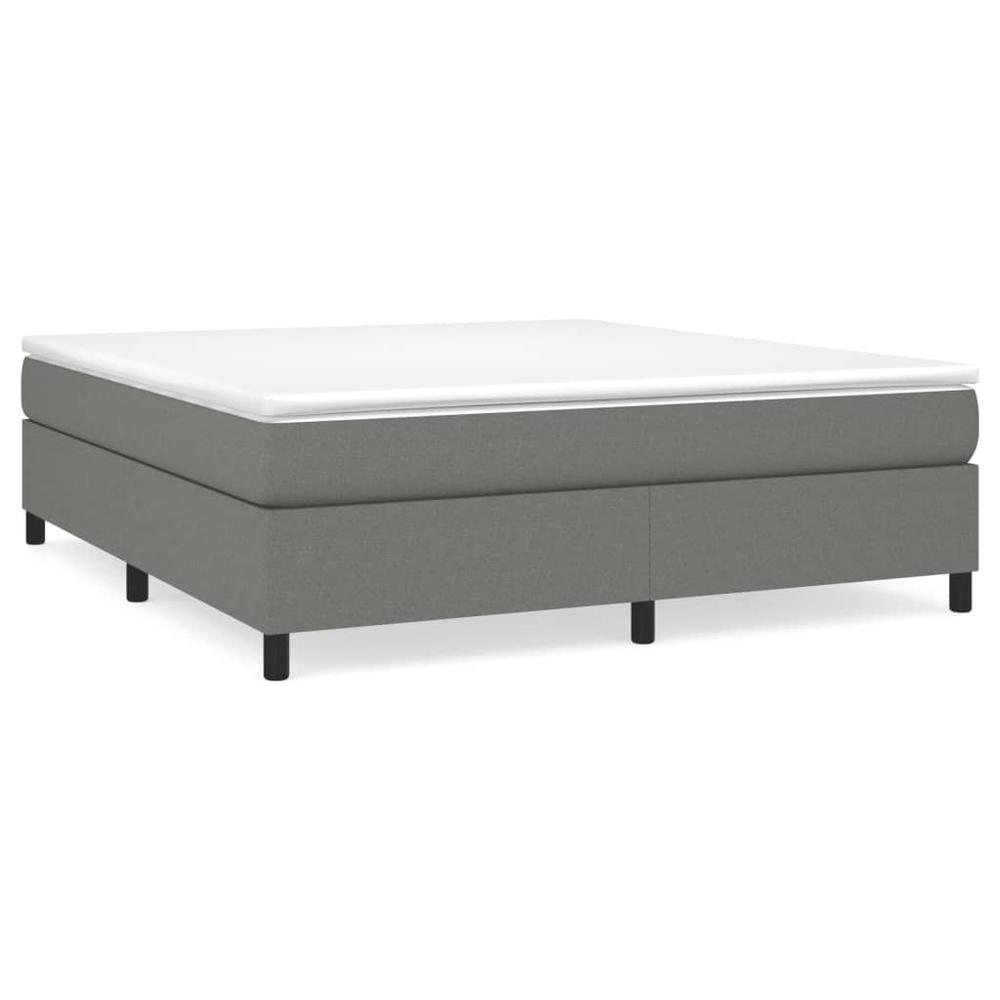 Box Spring Bed Frame Dark Gray 76"x79.9" King Fabric. Picture 1
