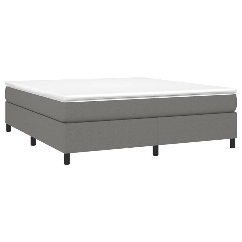 Box Spring Bed Frame Dark Gray 76"x79.9" King Fabric. Picture 2