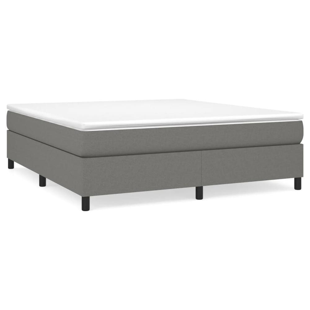 Box Spring Bed Frame Dark Gray 72"x83.9" California King Fabric. Picture 1