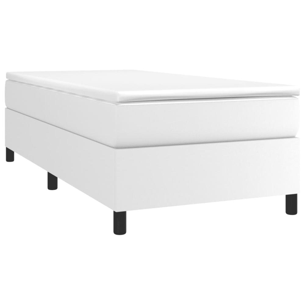 Box Spring Bed Frame White 39.4"x74.8" Twin Faux Leather. Picture 2