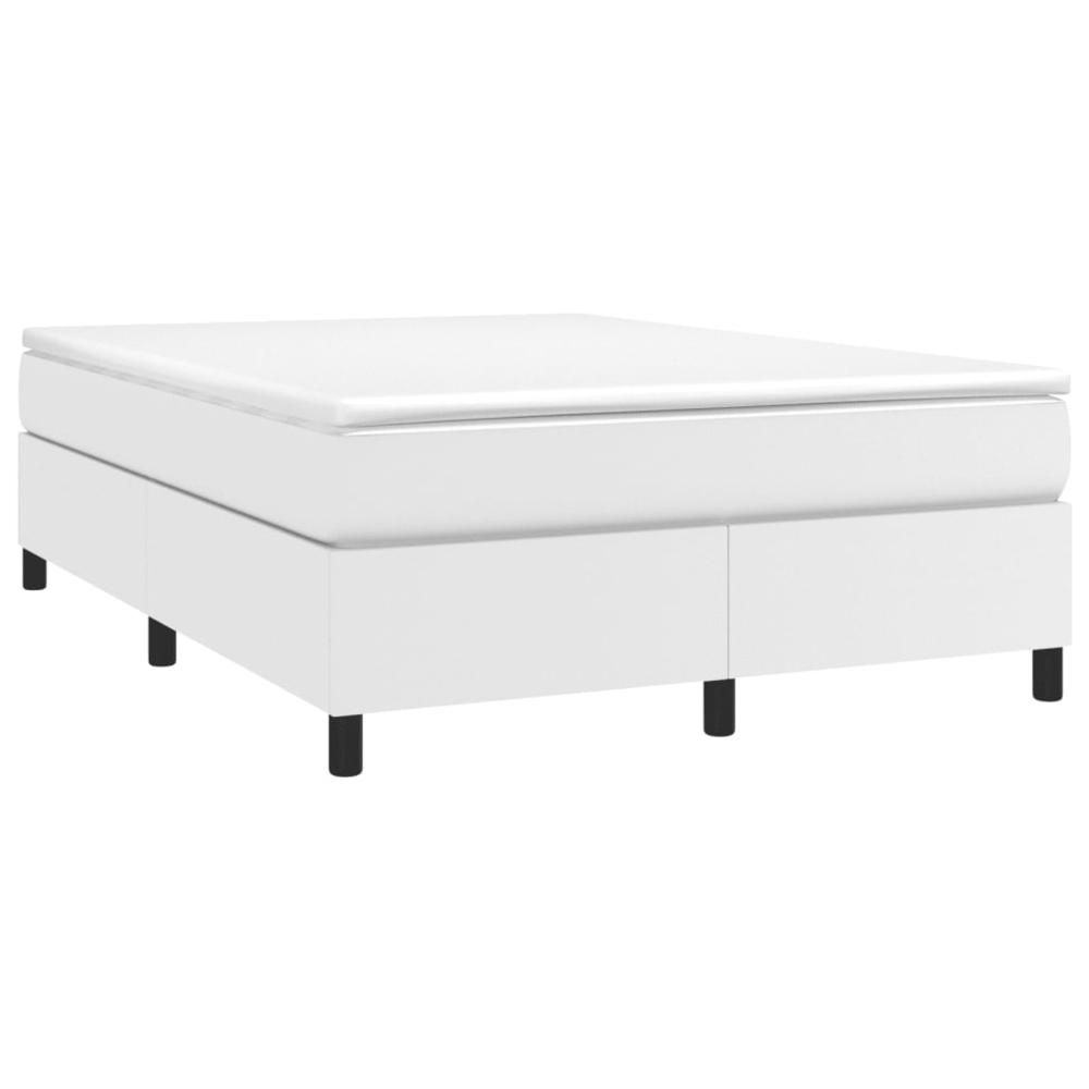 Box Spring Bed Frame White 53.9"x74.8" Full Faux Leather. Picture 2