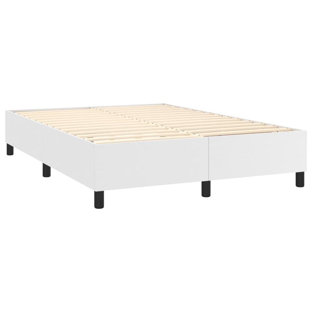 Box Spring Bed Frame White 53.9"x74.8" Full Faux Leather. Picture 3
